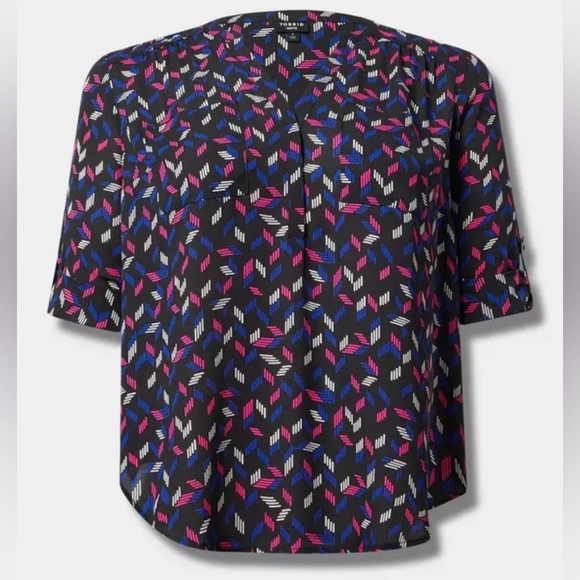 Torrid Black Print Harper 3/4 Sleeve Pullover Blouse Plus Size 1x - Picture 5 of 12